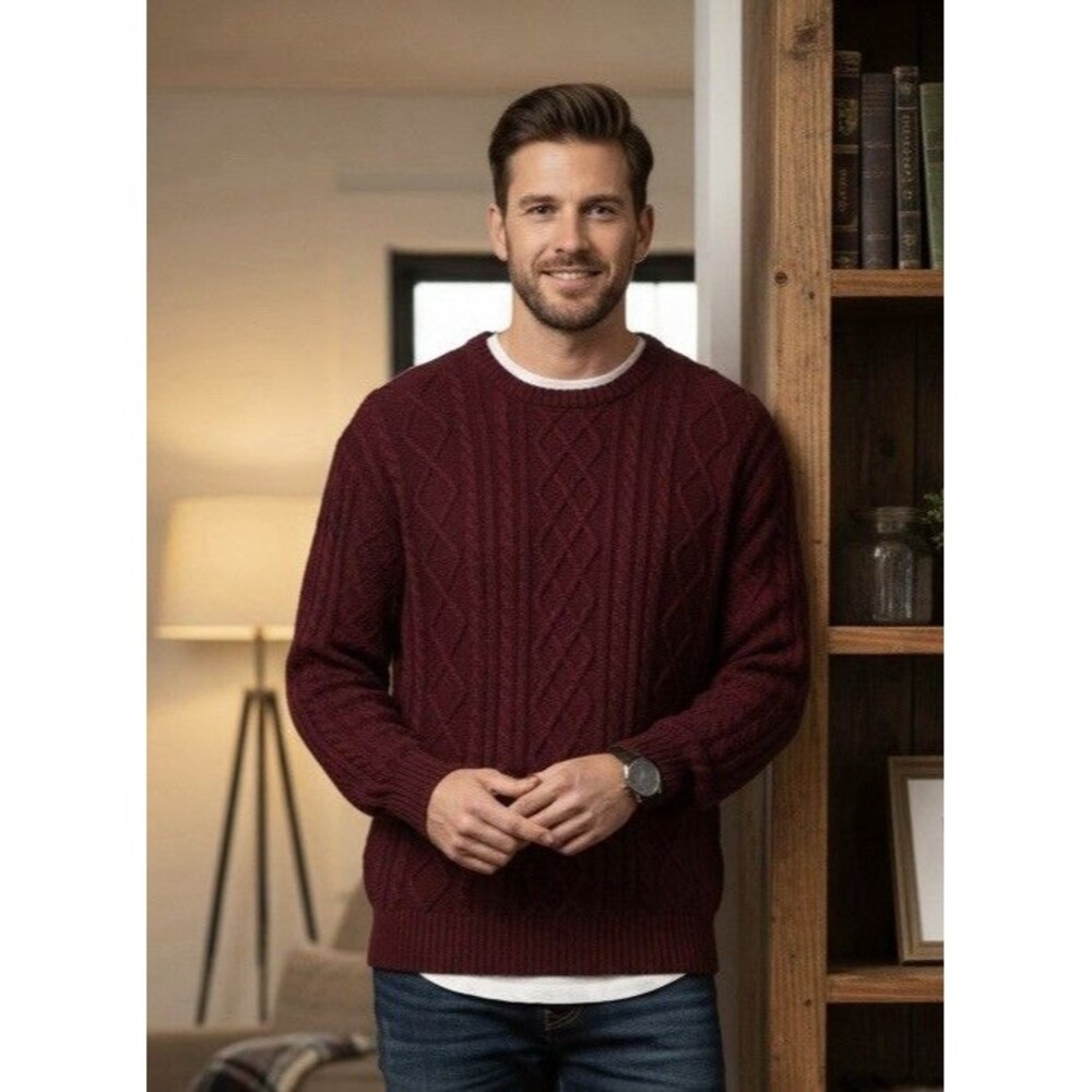 Men’s  Heavyweight Y2K Pendleton 100% Cotton Cable Knit Sweater XL